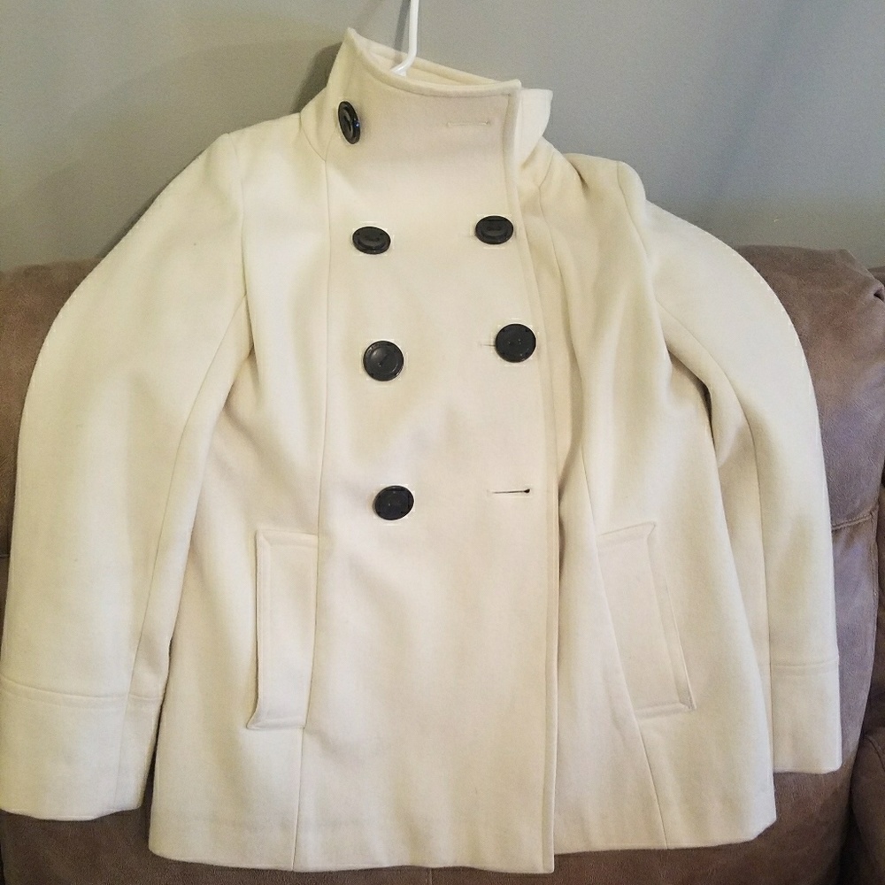 Calvin Klein white pea coat